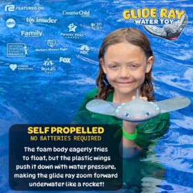 Refresh Sports Glider Ray - Underwater Swimming Pool Toy for Kids, Self-Propelling Stingray Torpedo for Boys & Girls, Fun Dive & Retrieve Game for Ages 4-8