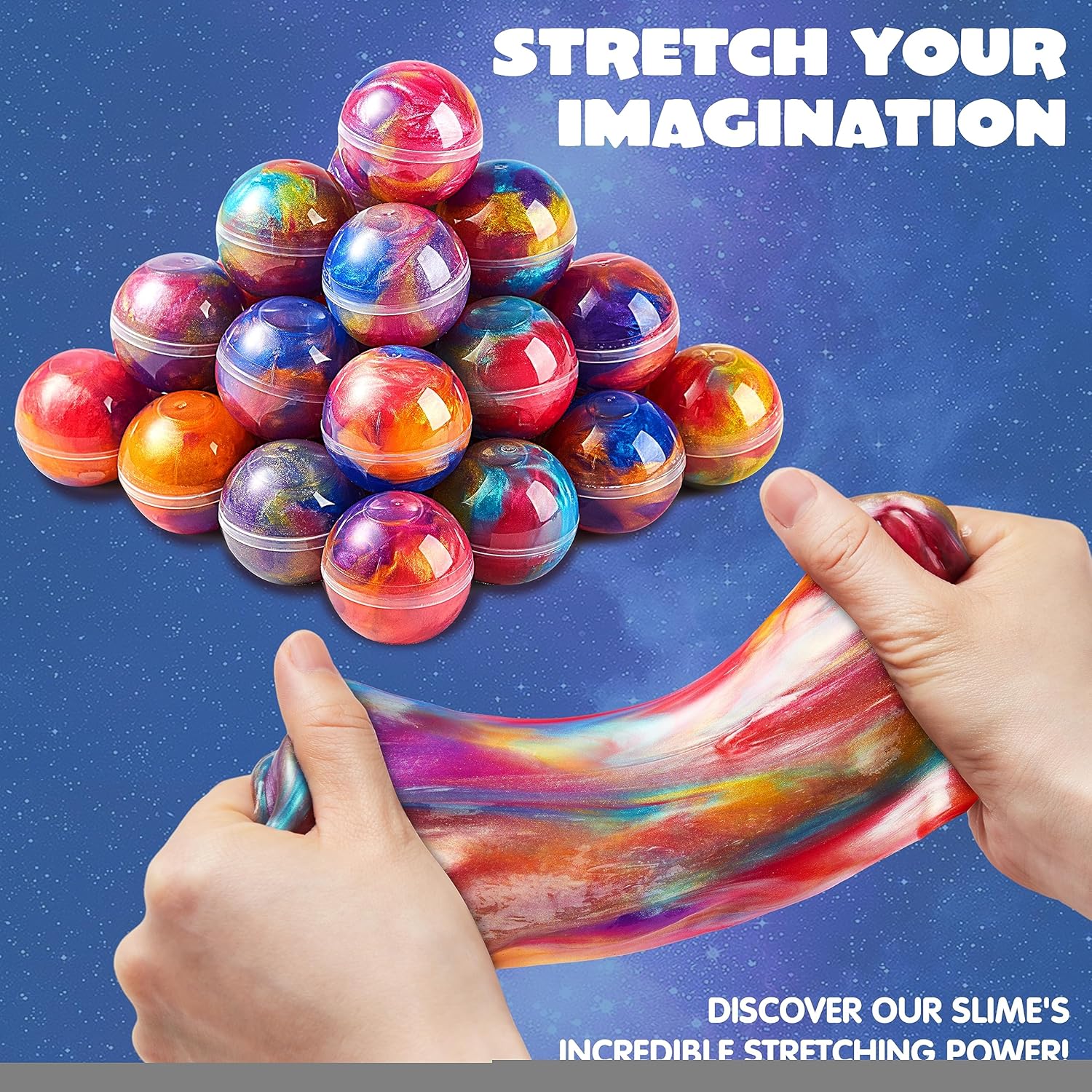 JOYIN 24-Pack Galaxy Slime Balls – Non-Sticky, Mess-Free Stress Relief Toys for Kids – Party Favors, Classroom Rewards & Pinata Fillers