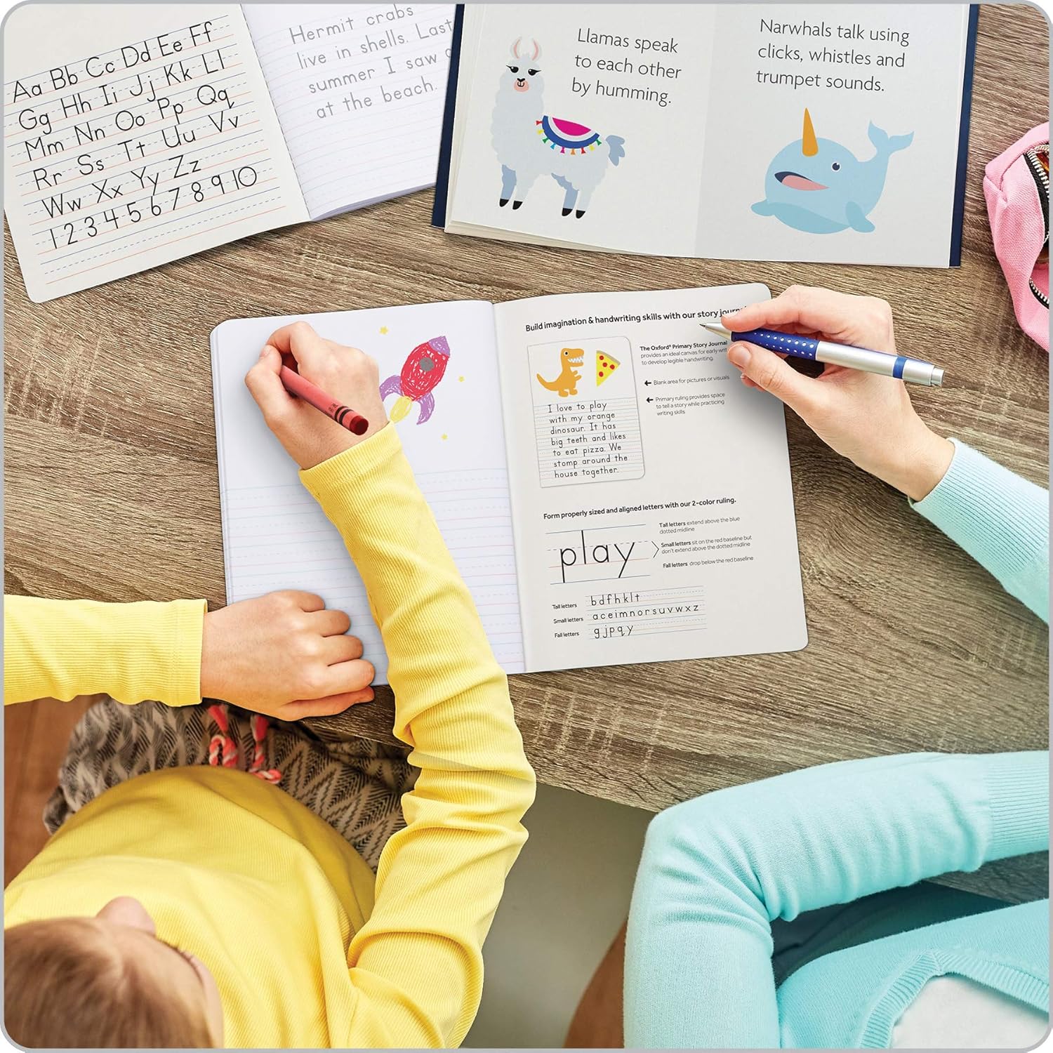 Oxford Primary Composition Notebooks (Pack of 4) – 9.75” x 7.5” K-2 Story Journals with Drawing Space & Primary Ruling for Handwriting Practice