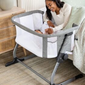 Baby Delight Beside Me Dreamer Bassinet & Bedside Sleeper | 6-Height Adjustable, Breathable Mesh, Charcoal Tweed