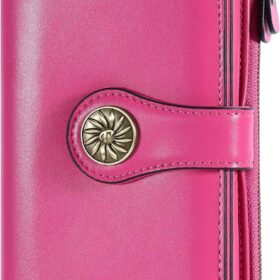 Travelambo Women's RFID Blocking Trifold Wallet - Large Capacity Clutch with 25 Card Slots, ID Window, and Zipper Pocket