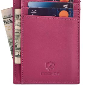 Ultra-Slim Front Pocket Leather Wallet with RFID Blocking - Minimalist Credit Card Holder for Men & Women