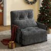 WLIVE Convertible Floor Sofa Bed – Grey Bean Armchair with Adjustable Backrest and Pillows for Living Room and Bedroom