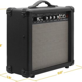 Leo Jaymz 20W Electric Guitar Amplifier with 6.5" Speaker - Portable Combo Amp for Practice with Clean/Dirty Channels, 3-Band EQ, and Aux Input (Black)