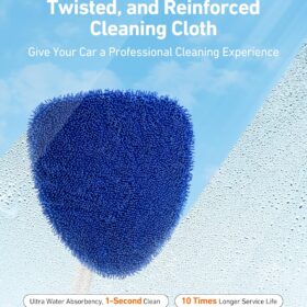 AstroAI 15.9-21in Extendable Windshield Cleaner Tool - Car Interior Detailing Kit with 5 Microfiber Pads, 180° Pivot Head & Anti-Streak Cloths for Auto Glass & Home Windows