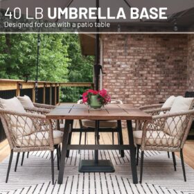 US Weight 40 lb Patio Umbrella Base – Heavy Duty UV-Resistant Stand with 1.5” Stem – Durable Grey Powder-Coated Finish – American Made