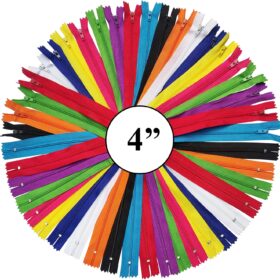 KGS Nylon Zippers for Sewing & Crafts – 4 Inch #3 Zippers (Pack of 10) – Assorted Rainbow Colors for DIY Projects, Dressmaking & Apparel Repair