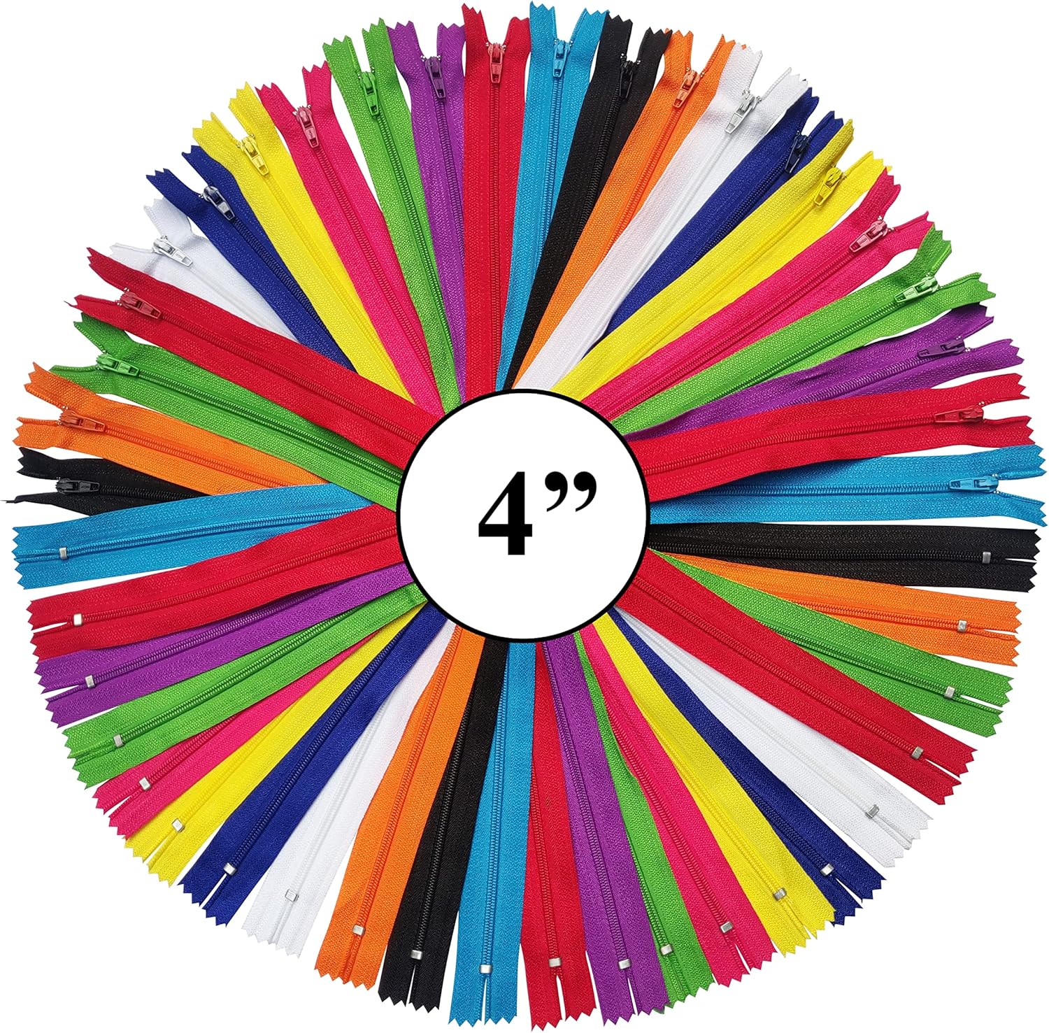 KGS Nylon Zippers for Sewing & Crafts – 4 Inch #3 Zippers (Pack of 10) – Assorted Rainbow Colors for DIY Projects, Dressmaking & Apparel Repair