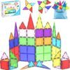 PicassoTiles 60-Piece Clear Magnetic Building Tiles Set – STEM Educational Construction Toys for Kids