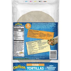 Ortega 6-Inch Soft Flour Tortillas – 12 Count, Low Sodium, Resealable Bag for Tacos, Burritos & Quesadillas