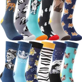 MOGGEI Novelty Funny Socks - Breathable Cotton Crew Socks with Hilarious Prints - Fun Gag Gift for Men & Women
