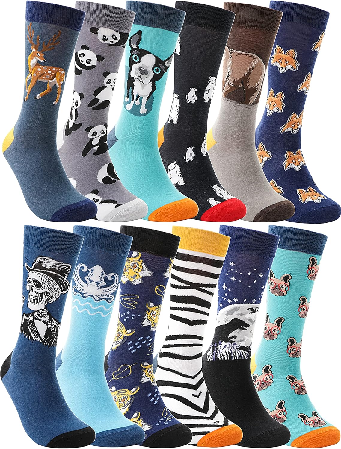MOGGEI Novelty Funny Socks - Breathable Cotton Crew Socks with Hilarious Prints - Fun Gag Gift for Men & Women