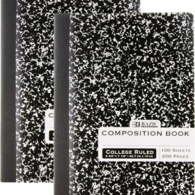 BAZIC Black Marble Composition Notebooks (2-Pack) | 100 Sheets College Ruled Paper | Durable Sewn Bound Journal for School, Office & Home