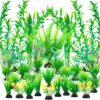 Ameliade 26-Piece Large Aquarium Plant Set - Soft Artificial Fish Tank Decor with Ceramic Bases for Freshwater & Saltwater