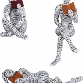 Set of 3 Pulp Reading Women Figurines - Modern Resin Statues for Home & Office Bookshelf Decor