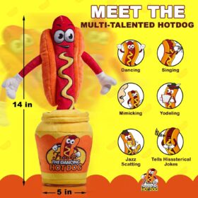 Gagster Dancing Hot Dog Toy – Sings, Yodels, Mimics & Tells Jokes – Hilarious Interactive Gag Gift for Kids & Adults