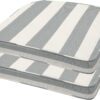 Honeycomb Outdoor Chair Cushions (Set of 2) - 21x18.5in Cabana Stripe Stone Grey Patio Seat Pads - UV Resistant, Water Repellent Olefin Fabric