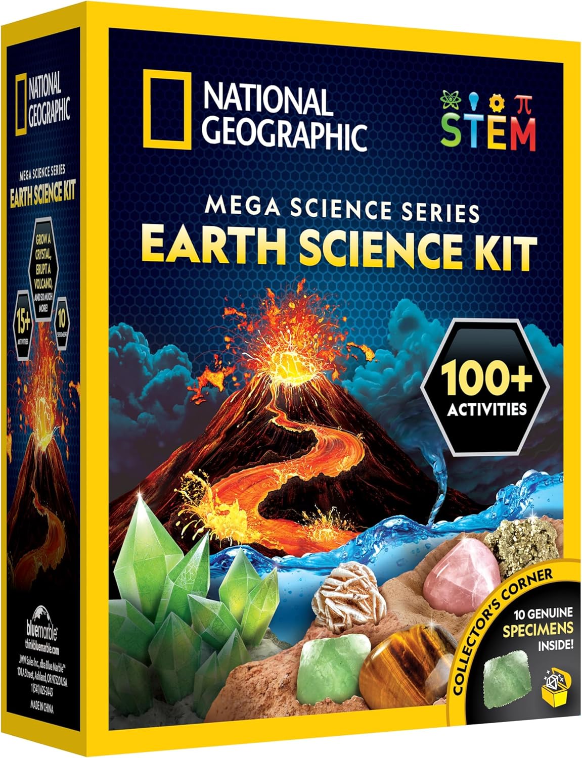NATIONAL GEOGRAPHIC Earth Science Kit: 100+ Experiments – Grow Crystals, Erupt Volcanoes & Dig for Rocks – Ultimate STEM Learning Gift for Kids