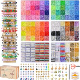 wuzoe Ultimate Clay Bead Kit for Bracelet Making – 16,000+ Pcs 96 Colors Polymer Clay Heishi Beads, Letter Beads & Charms Jewelry Making Kit for Girls, Teens, Crafts Supplies