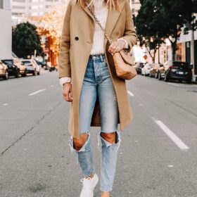 Hooever Women's Classic Wool Blend Peacoat - Casual Single-Breasted Winter Jacket with Notch Lapel