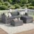Wisteria Lane 5-Piece Modular Outdoor Patio Furniture Set – All-Weather Rattan Wicker Sectional Sofa with Cushions & Glass Table – Grey Conversation Set for Porch, Backyard & Garden
