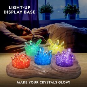 National Geographic Mega Crystal Growing Kit - 6 Vibrant Crystals with Light-Up Display Stand, STEM Science Toy for Boys & Girls Ages 8-12
