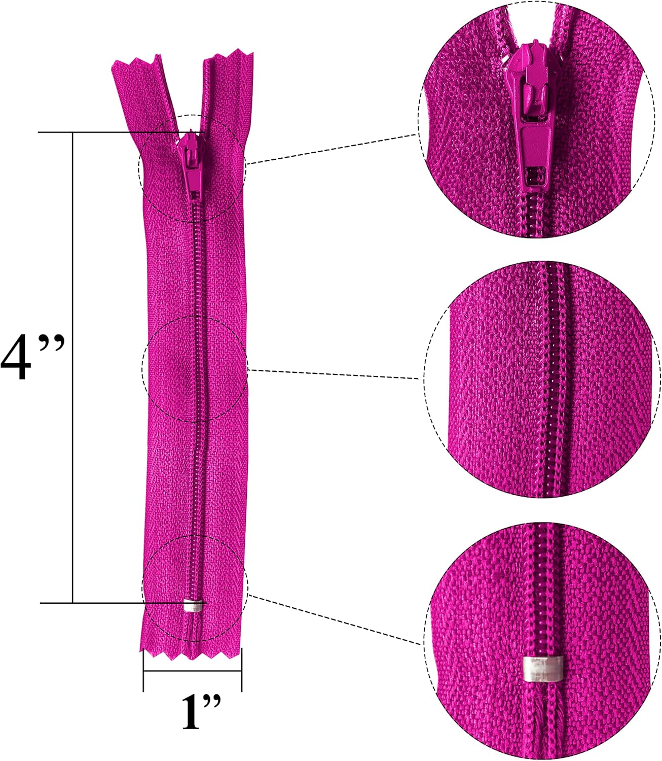 KGS Nylon Zippers for Sewing & Crafts – 4 Inch #3 Zippers (Pack of 10) – Assorted Rainbow Colors for DIY Projects, Dressmaking & Apparel Repair