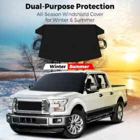 EcoNour Windshield Snow Cover – Waterproof 600D Oxford Ice & Sun Protector for SUVs, Trucks & Vans – X-Large 74”x43”