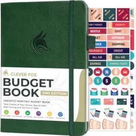 Clever Fox Budget Book 2.0 – Undated Monthly Financial Planner & Expense Tracker Notebook – Debt, Savings & Bill Organizer with Stickers (Dark Green Hardcover)