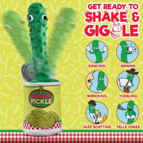 Gagster Dancing Pickle Toy – Electronic Yodeling & Talking Pickle That Repeats What You Say, Sings, Dances & Tells Jokes – Funny Plush Gag Gift for Kids & Adults
