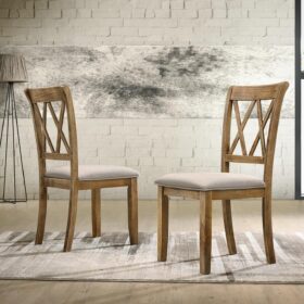 Roundhill Furniture Windvale Chenille Upholstered Dining Chairs, Plush Fabric Seat Cushion, Set of 2, Rich Brown