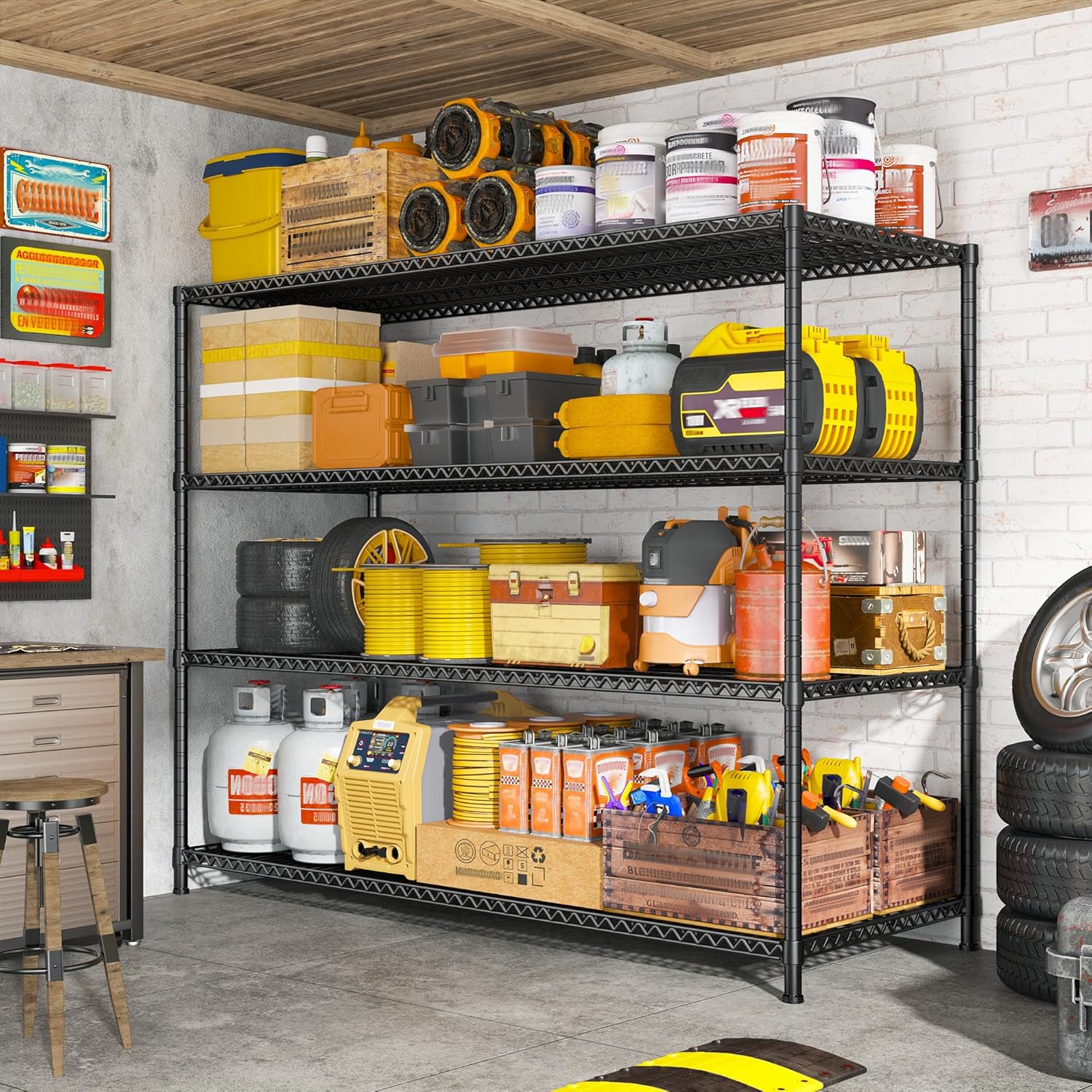 68-Inch Wide Heavy Duty Wire Shelving Unit - 2500 lbs Capacity Adjustable Steel Storage Rack for Garage, Kitchen, Pantry, and Warehouse (68.1" W x 20.9" D x 70.9" H)
