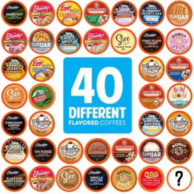 Two Rivers Coffee Flavored Coffee Pods Variety Pack – 40 Count Single-Serve Cups Compatible with Keurig K-Cup Brewers (Assorted Gourmet Flavors)