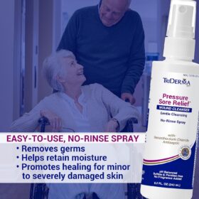 TriDerma Pressure Sore Relief Wound Cleanser – AP4 Aloe Vera & Niacinamide Formula – No-Rinse Antiseptic Spray for Bed Sores, Ulcers & Wounds – 8.2 oz