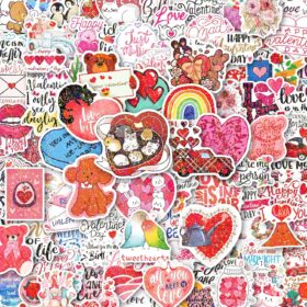 100Pcs Holographic Valentine's Day Heart Stickers for Kids – Bulk Vinyl Decals for Classroom Exchange, Gift Bags, and Scrapbooking