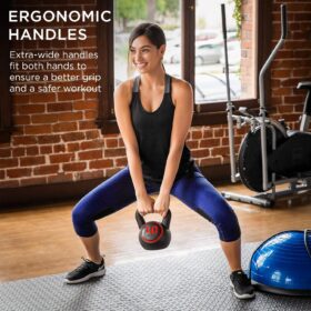 Best Choice Products 3-Piece Kettlebell Set with Storage Rack | 5lb, 10lb, 15lb HDPE Concrete Weights for Strength Training, HIIT, and Home Gym Workouts