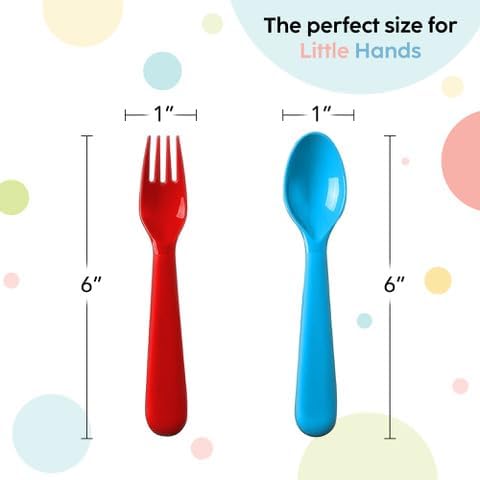 18-Piece Toddler Utensils Set – BPA Free Plastic Flatware for Kids, Includes 9 Spoons & 9 Forks (Assorted Bright Colors)