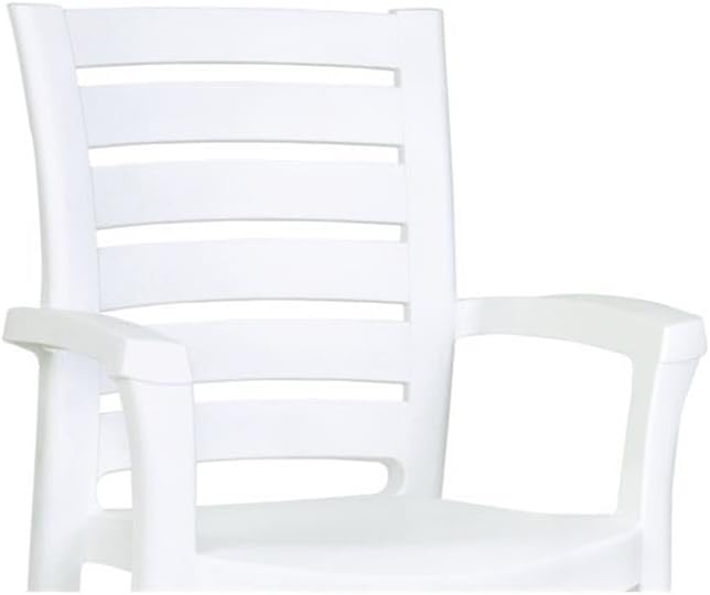 Compamia Marina Commercial Grade Resin Patio Dining Arm Chairs (Set of 2) - White, Stackable & Weather Resistant