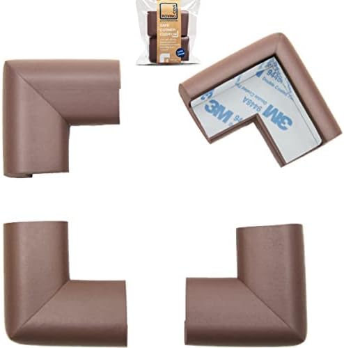 Roving Cove Baby Proofing Corner Protectors – 4 Pack Heavy-Duty Coffee Brown Foam Guards with 3M Adhesive Tape
