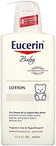Eucerin Baby Body Lotion - 13.5 Fl Oz Hypoallergenic & Fragrance Free Moisturizer with Pro-Vitamin B5 & Shea Butter for Sensitive Skin