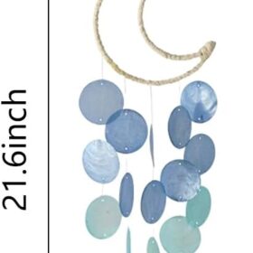 Handcrafted Capiz Shell Wind Chimes - 22 Inch Coastal Outdoor & Indoor Decor, Beach Style Blue Moon Shells, Perfect for Garden, Patio, and Home