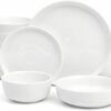 Gibson Home Oslo 16-Piece Porcelain Dinnerware Set - Service for 4, Chip & Scratch Resistant, Microwave & Dishwasher Safe (White)