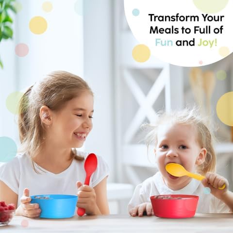 18-Piece Toddler Utensils Set – BPA Free Plastic Flatware for Kids, Includes 9 Spoons & 9 Forks (Assorted Bright Colors)