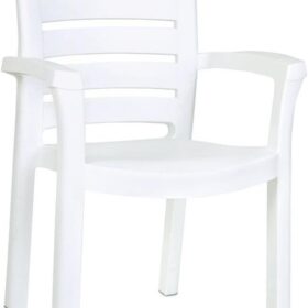 Compamia Marina Commercial Grade Resin Patio Dining Arm Chairs (Set of 2) - White, Stackable & Weather Resistant