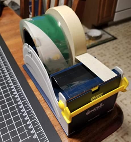 WOD TTD3SD Blue & Gray Steel Desktop Tape Dispenser - Adjustable 1 to 3 Inch Roll Capacity with Non-Slip Weighted Base