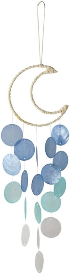 Handcrafted Capiz Shell Wind Chimes - 22 Inch Coastal Outdoor & Indoor Decor, Beach Style Blue Moon Shells, Perfect for Garden, Patio, and Home