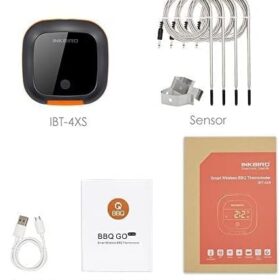 Inkbird IBT-4XS Bluetooth Wireless Meat Thermometer with 4 Probes, Smart BBQ Alarm & Timer for Grill, Smoker, and Kitchen