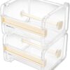 Molshine 2-Pack Stackable Desktop Tape Dispenser Holder – Clear Multi-Roll Storage & Cutter for Washi & Masking Tape (Beige, Tape Not Included)