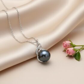 TRYNDI Real Tahitian Black Pearl Necklace for Women - 11-12mm Luxury Cultured Pearl Pendant, Romantic Valentine's Day, Birthday & Anniversary Jewelry Gift for Wife, Girlfriend & Mom