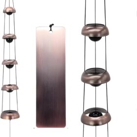 Handcrafted Copper Temple Wind Chimes – 5 Bell Feng Shui Outdoor Decoration for Garden, Patio & Porch – Zen Spiritual Gifts & Memorial Decor